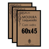 Kit 3 Molduras P/ Foto 60x45 Moldura Laqueada Com Vidro