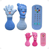 Kit 3 Mordedor Bebê Mãozinha Pezinho Controle Remoto