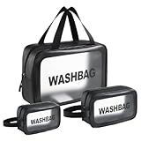 Kit 3 Necessaire Feminina Transparente Viagem Organizador Maquiagens Cosméticos Perfumes Higiene Pessoal Impermeável Conjunto De Bolsas Para Mulheres -PRETO-