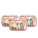 Kit 3 Necessaire Organizadora Multiuso Porta Pertences Acessórios Transparente TAM PP Bubag Rosa