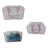 Kit 3 Necessaire Transparente Organizador Grande