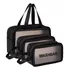 Kit 3 Necessáires Impermeável Organizador Mala Viagem Maquiagem Cosméticos Praia Cor Preto Desenho Do Tecido Liso