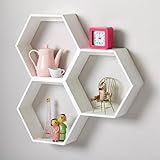 Kit 3 Nichos Colmeia Hexagonais Em MDF Decorativa - Branco