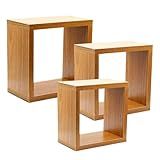 Kit 3 Nichos Decorativos Quadrado Mdf Sala Quarto Amadeirado