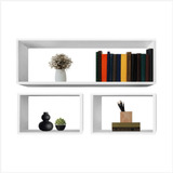 Kit 3 Nichos Retangular Estante Livros Suporte Suspenso Kelan Cor Blanco