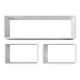 Kit 3 Nichos Retangular Estante Livros Suporte Suspenso Kelan Cor Blanco