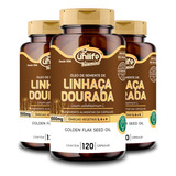 Kit 3 Óleo De Semente De Linhaça Dourada 1200mg 120 Cápsulas