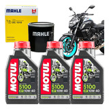 Kit 3 Oleo Motul 5100 10w40 Filtro Oleo Yamaha Mt07 Mt 07