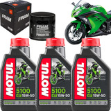 Kit 3 Oleo Motul 5100 15w50 Filtro Fram Kawasaki Ninja 300