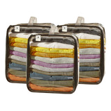 Kit 3 Organizador Guarda Roupa Multiuso C Tampa Zíper Alça