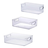 Kit 3 Organizador Multiuso Geladeira Armário Cozinha Gaveta