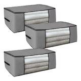 Kit 3 Organizadores Multiuso Guarda Roupa Cinza 60x45x30 M