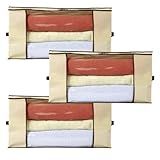 Kit 3 Organizadores Multiuso Para Guarda Roupa Bege Reutilizável E Anti Mofo 60x45x30 Cm