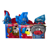 Kit 3 Ovos Páscoa 2 Pelúcias Snoopy Mochila Cacau Show