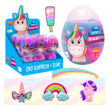 Kit 3 Ovos Surpresa Unicórnio Fofo Slime Colorido Surpresa