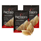 Kit 3 Pacotes Mordedor Cães Orelha Bovina Natural Pettreats