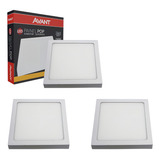 Kit 3 Painel Plafon Led 3000k 18w Sobrepor Quadrado 22x22cm Cor Branco 110v 220v