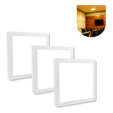 Kit 3 Painel Plafon Led Sobrepor 25w Quadrado Branco Quente