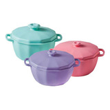 Kit 3 Panelas De Microondas Servir Geladeira Linha Diamante