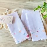 Kit 3 Paninhos De Boca Bebê Em Tricoline 100 Algodão Com Saquinho Presenteável Chuva De Amor