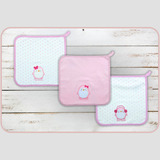 Kit 3 Pano De Boca Baby Charmy Pinguins Bordado Premium