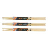 Kit 3 Pares Baqueta 5a Zeus Ponta Madeira Maple 5a