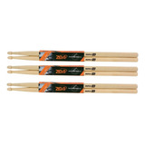 Kit 3 Pares Baqueta 5b Zeus Ponta Madeira Maple 5b