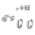 Kit 3 Pares Brinco Em Aço Inox Antialérgico 1° 2° 3° Furo