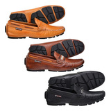 Kit 3 Pares De Drive Mocassim Couro Legítimo Masculino Promo