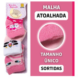 Kit 3 Pares De Meia Atoalhada Recém Nascido Sortidas Menina