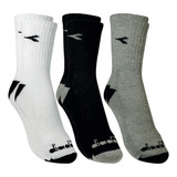 Kit 3 Pares De Meias Diadora Esportiva Atoalhado Cano Longo