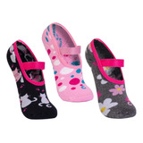 Kit 3 Pares De Meias Sapatilha Home Socks Ginástica Feminina
