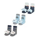 Kit 3 Pares Meia Bebê Sapatinho Menino Antiderrapante DCP Kids Cor Menino Tamanho 0 12 Meses