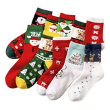 Kit 3 Pares Meia Infantil Natal Cano Médio Estampas Natalina