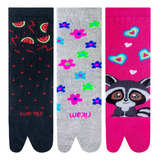 Kit 3 Pares Meia Para Chinelo Dedinhos Dedão Separado Rikam