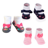 Kit 3 Pares Meia Soquete Com Aplique 0 12 Meses Menina Puket