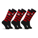 Kit 3 Pares Meião Futebol Flamengo Infantil Juvenil Rikam