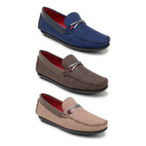 Kit 3 Pares Mocassim Sapato Social Masculino Sola Borracha