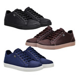 Kit 3 Pares Sapatenis Casual Esportivo Cadarço Varias Cores