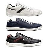 Kit 3 Pares Sapatenis Masculino Branco Azul Preto 41