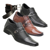 Kit 3 Pares Sapato Social Masculino Couro Brinde Cinto R 4