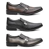 Kit 3 Pares Sapato Social Masculino Em Couro Cor Colorido Tamanho 40