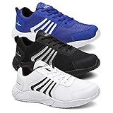 Kit 3 Pares Tenis Masculino Running Boost Super Leve Azul Preto Branco 42