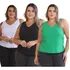 Kit 3 Pçs Blusinha Regata Feminina Tam M Até G3 Plus Size