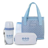 Kit 3 Pçs Bolsa Térmica lancheira garrafa Jacki Design Cor Azul