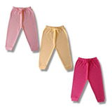 Kit 3 Pçs Calça Mijão 1 2 3 Anos Algodão Culote Suedine