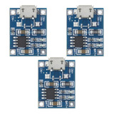 Kit 3 Pçs Carregador Tp4056 Bateria 18650 5v 1a Micro Usb 2s