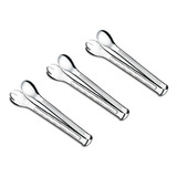 Kit 3 Pçs Pegador De Salada Inox 20cm Multiuso Restaurante Cor Prateado