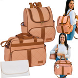 Kit 3 Peças Bolsa Maternidade Com Urso Impermeável Full