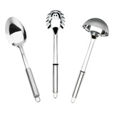 Kit 3 Peças Colher Arroz Concha Feijão E Pegador De Massas